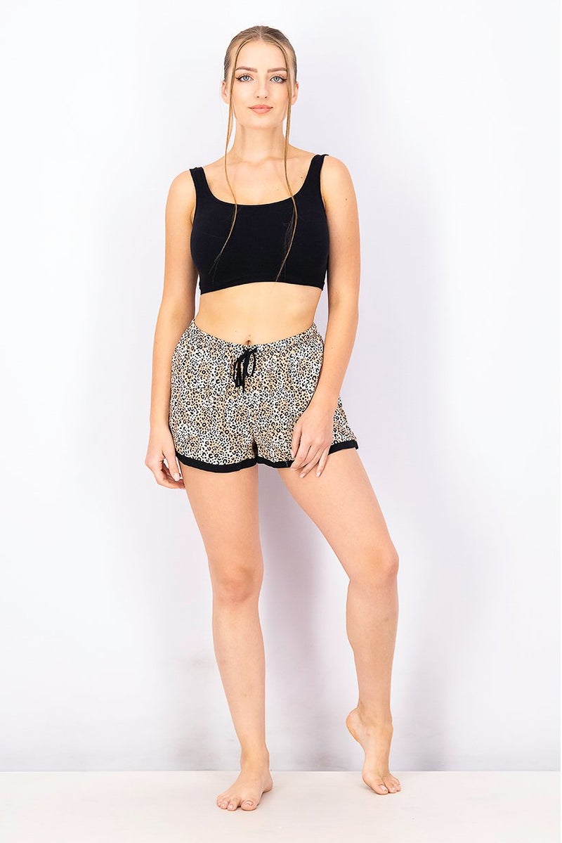 Kensie Women Drawstring Animal Print Shorts, Brown - Image 3